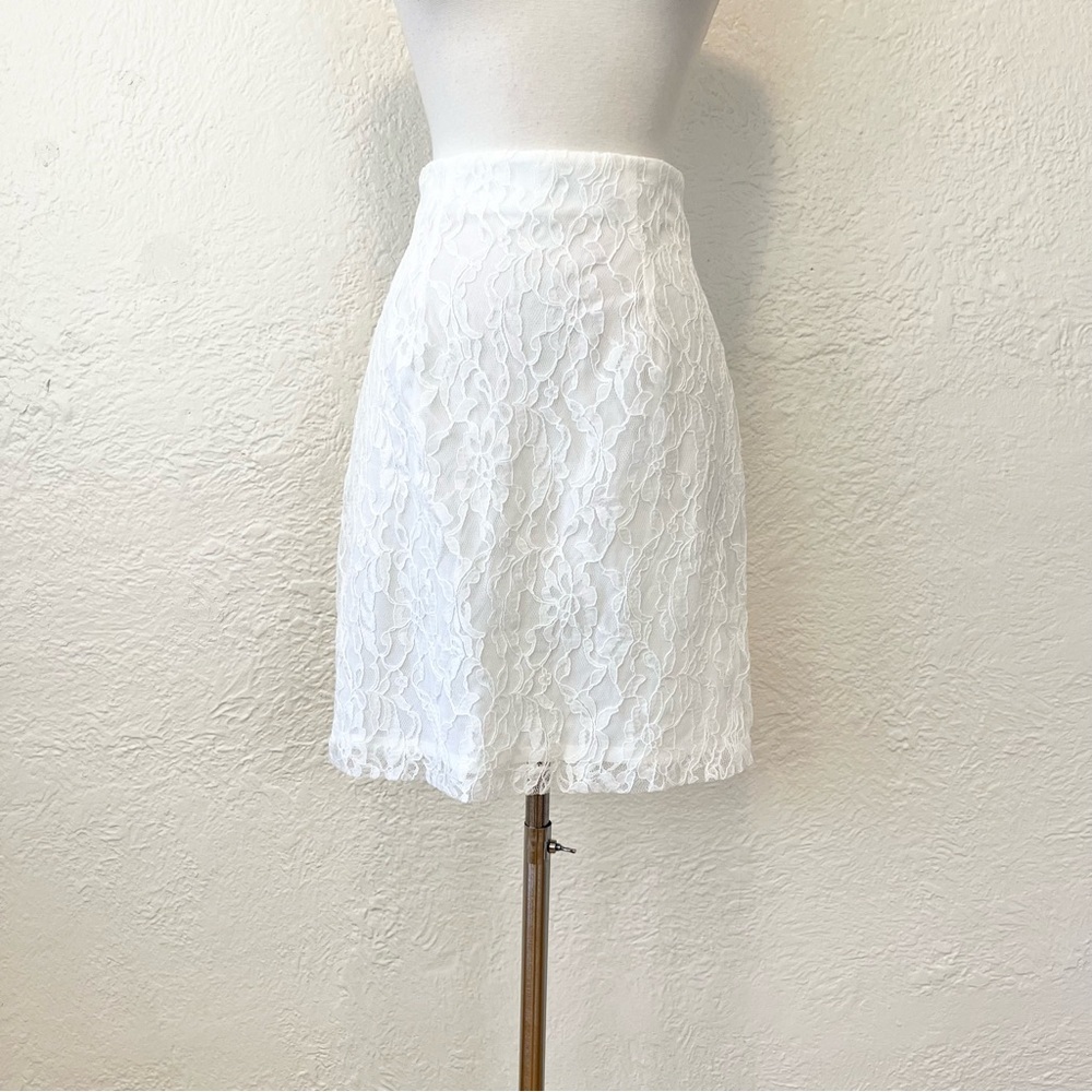Vintage 90s Y2K Rampage Skirt White Ivory Lace Cottagecore Coquette Small S